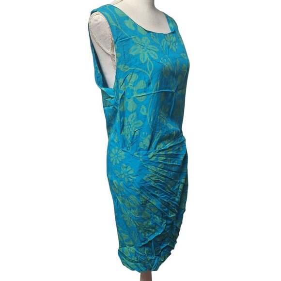 Santiki Wrap Skirt Dress Tie Blue Green Womens Large Tropical Vacation Summer - Picture 8 of 9